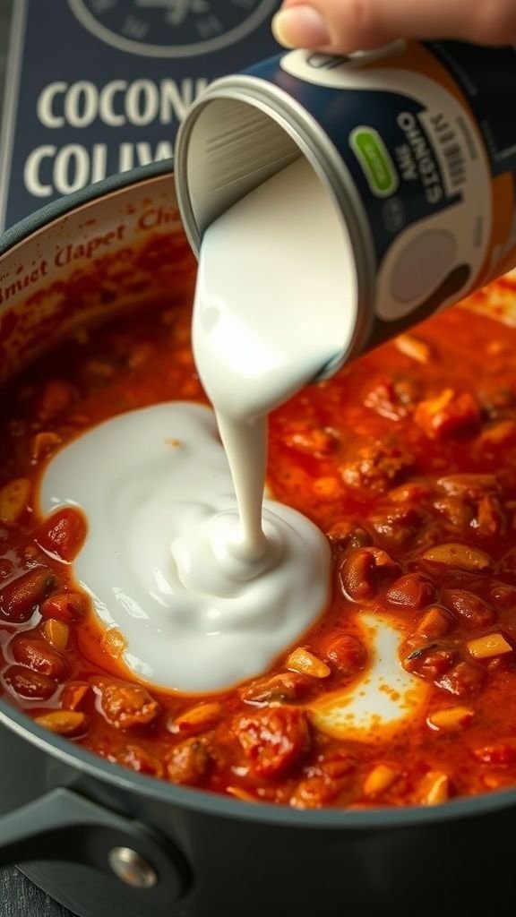 Keto White Chicken Chili with creamy coconut milk.
